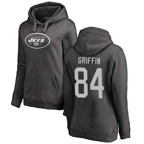 New York Jets Ash Women Ryan Griffin One Color NFL Football #84 Pullover Hoodie Sweatshirts